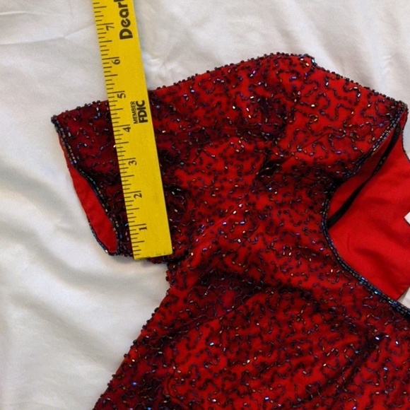 Andretta Donatello Deep Red Sequin Top - Picture 8 of 8